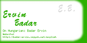 ervin badar business card